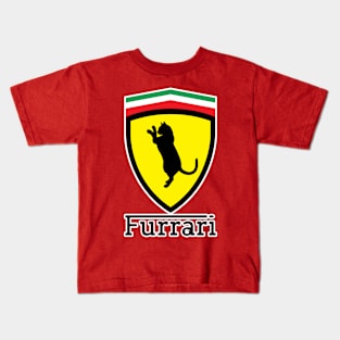 Furrari Fast Car Funny Cat Kids T-Shirt